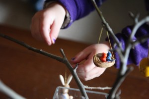 Putting eggs on tree