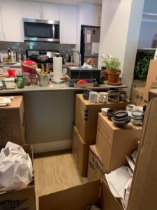 Boxes in kitchen